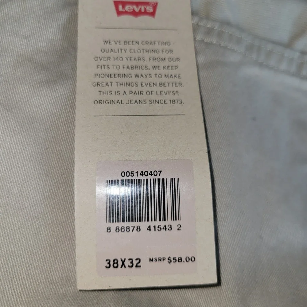Levi's 514 Straight Fit Pants Men Size 38x32 Khaki Tan Beige Casual Twill NWT